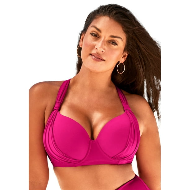 Swimsuits For All Women's Plus Size Bra Sized Drape Front Underwire