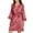 Red, variant on hoksml Silk Pajamas for Women Fashion Casual Women Nightgowns Homewear 3/4 Sleeve Lapel V-Neck Dress Solid Color Lace Night Robes One Size
