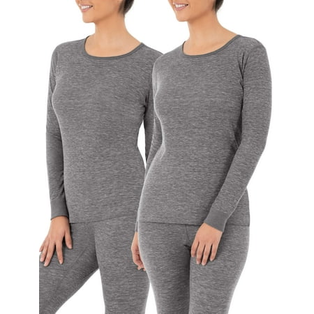 

Fruit of the Loom Women s and Women s Plus Long Underwear Waffle Crew Neck Thermal Top 2-Pack