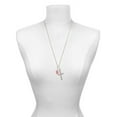 thumbnail image 3 of Delight Jewelry Silvertone Large 3-D Pink Strawberry with Crystals I Have Plans for You Engraved Cross Zoey Necklace, 28", 3 of 4