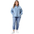 thumbnail image 3 of DARING DIVA Women's Plus Denim Long Sleeve Button Washed Jacket 1X Light Blue, 3 of 6