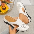 thumbnail image 5 of Miluxas Women's Breathable Hollow Cutout Wedge Slide Mules, Backless Slip On Platform Orthopedic Walking Clogs, Non Slip Soft Leather Casual Shoes White 9.5(43), 5 of 9