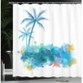 thumbnail image 4 of Ambesonne Beach Shower Curtain, Seashells Blue Palm Art, 69"Wx75"L, Blue White, 4 of 5