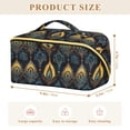 thumbnail image 4 of FORMRS Makeup Bag Travel Cosmetic Organizer for Women Fold Flat Zipper Pouch with Handle, Navy Blue Art Pattern, 4 of 8