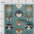 thumbnail image 2 of oneOone Cotton Cambric Dusty Teal Green Fabric Cute Animal Face Pattern Fabric For Sewing Printed Craft Fabric By The Yard 42 Inch Wide, 2 of 6