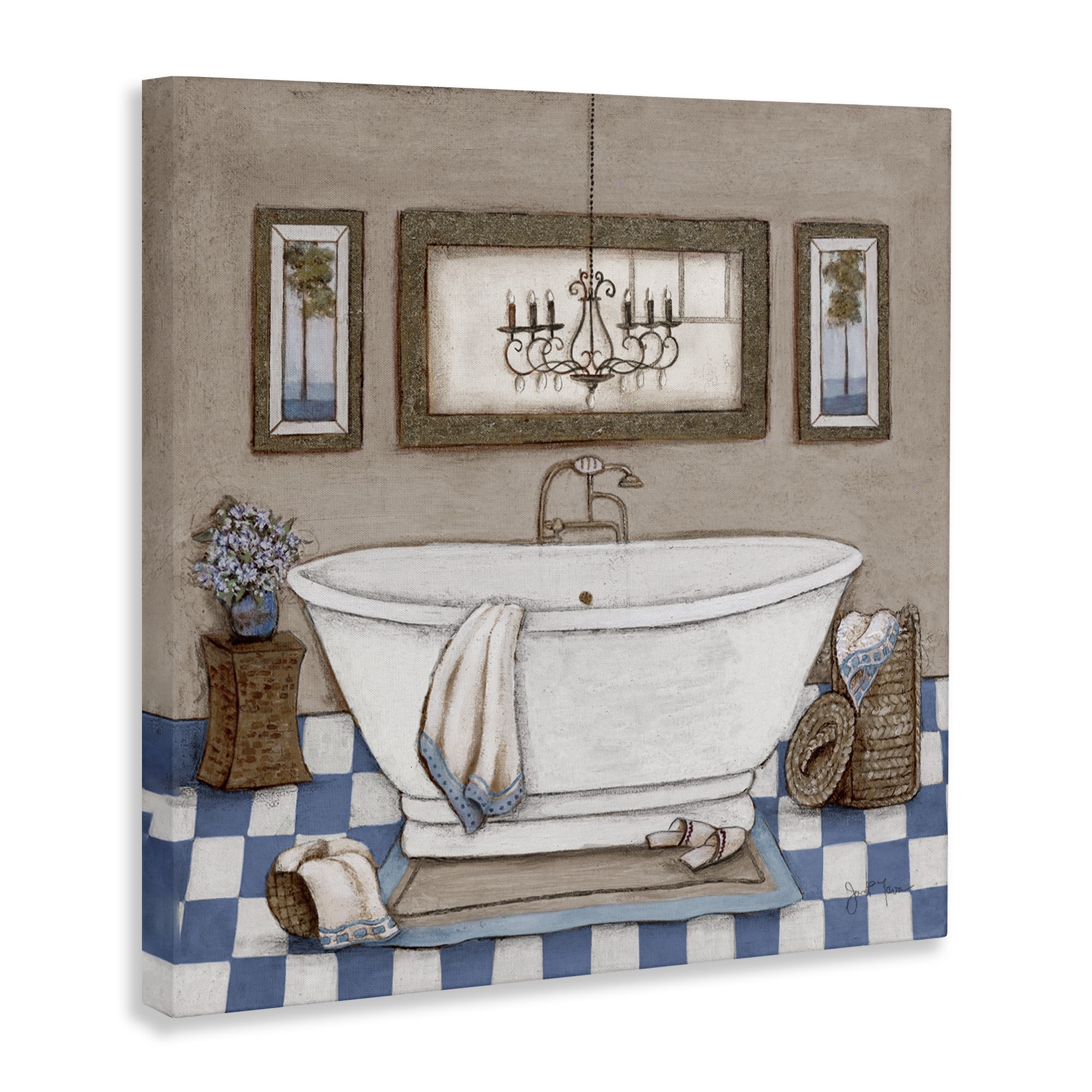 Stupell Industries Checkered Bathroom & Chandelier Canvas Wall Art, design by Janet Tava