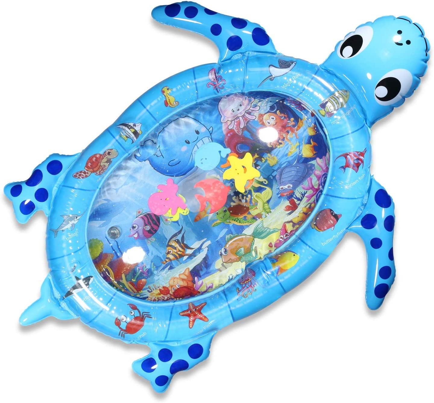 Yuantu Turtle Shape Inflatable Baby Water Mat Water And Fish Play Mat Blue Walmart Com