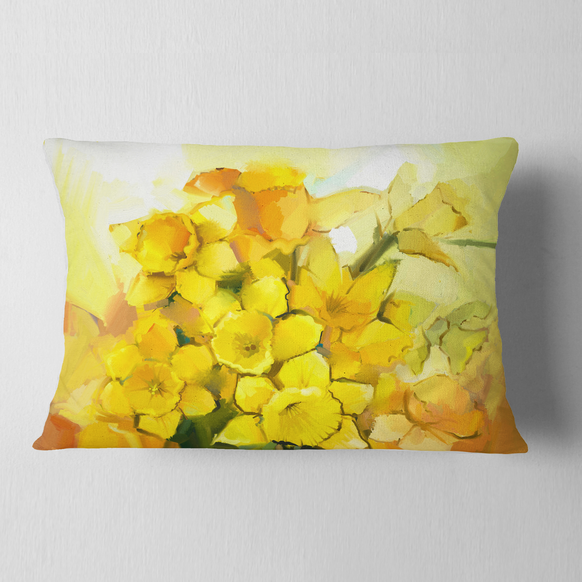 Designart Bouquet of Yellow Narcissus Flowers - Floral Throw Pillow - 12x20