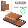 thumbnail image 2 of Allytechgroup Case for Samsung Galaxy A35 with Cards Holder, RFID Blocking 2 In 1 Wallet Case with Stand Support Wireless Charging Shockproof Magnetic Back Cover for Women Men, Brown, 2 of 6