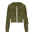 thumbnail image 4 of ShiShine Womens Cropped Jacket Zip Up Long Sleeve Lightweight Short Coat Winter Trendy Hooded Cropp Jackets Tops, 4 of 8