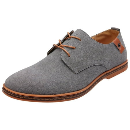 Sexlip Men s Dress Shoes Oxford Leather Stylish Lace-up Business Casual Formal Shoes Solid Casual Oversized Trendy Shoes Gray 41
