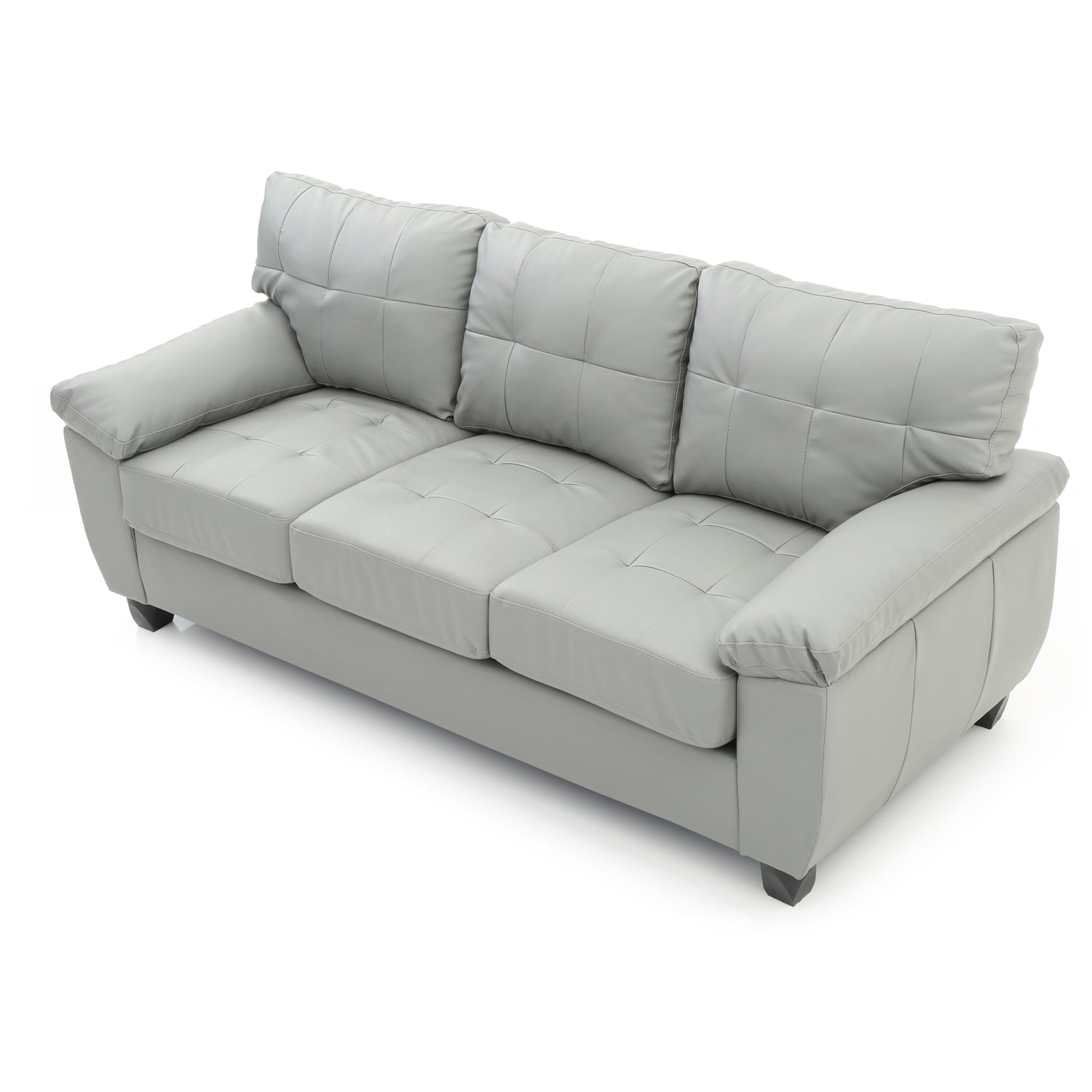 Glory Furniture Gallant Faux Leather Sofa in Gray