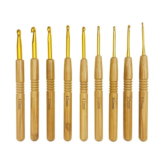 9PCS Knitting Needle Set Knitting Crochet Hook Set Wooden Crochet Hook