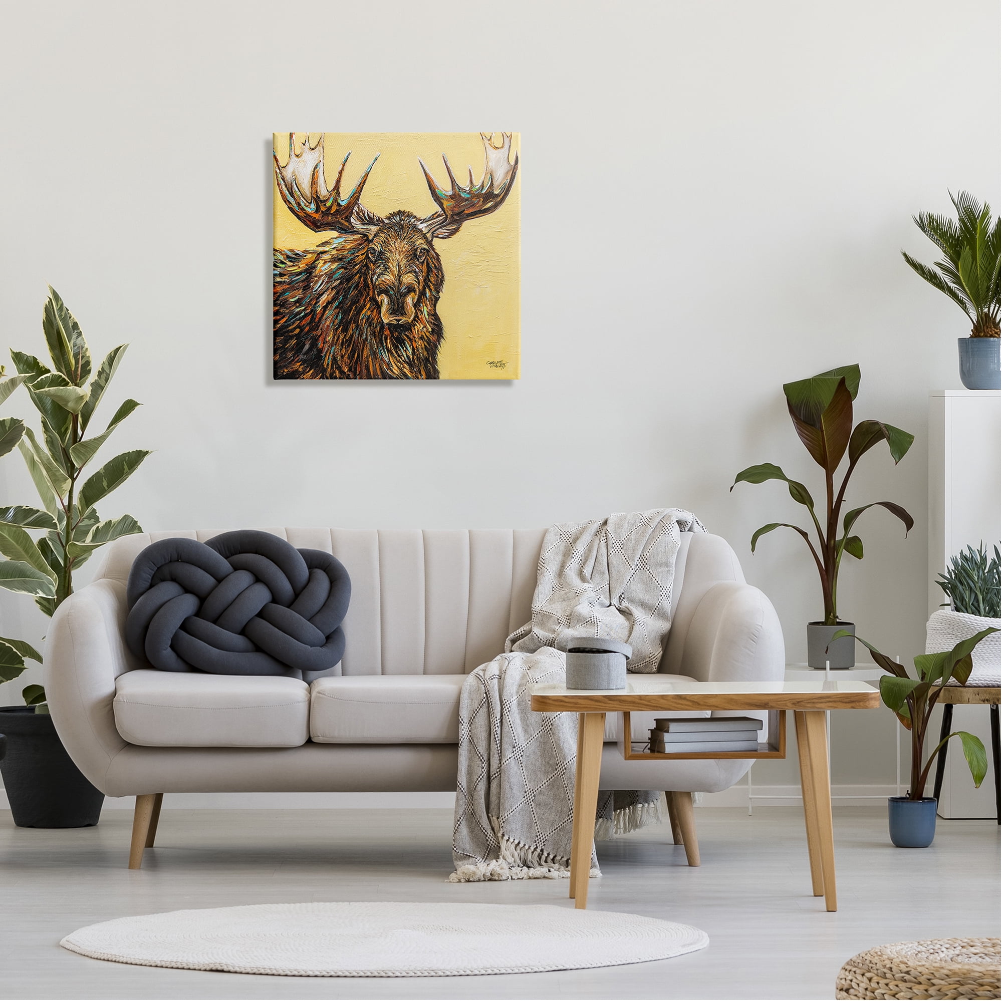 Stupell Industries Modern Moose Painting Animals & Insects Painting Gallery Wrapped Canvas Print Wall Art, 24 x 24