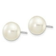 thumbnail image 2 of Real 14kt White Gold 8-9mm White Button FW Cultured Pearl Stud Post Earrings; for Adults and Teens; for Women and Men, 2 of 3