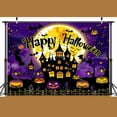 thumbnail image 4 of 10 x 6.5 ft Purple Happy Halloween Castle Garage Door Decoration Background Night Moon Backdrop Bat Pumpkin Devil Pumpkin Graveyard Photography Birthday Hallowmas Banner Cover, 4 of 5