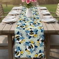 thumbnail image 4 of Teal Green Bees Farmhouse Table Runner 70 Inches, Spring Summer Botanical Flowers Bed Runner Dresser Scarves Tabletop for Indoor Outdoor Parties/Ceremony/Banquet, 13" x 70", 4 of 9