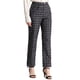 thumbnail image 1 of Pantalones largos rectos de cintura elástica con botones y cremallera de cuadros para mujer INSPIRE CHIC 3XL gris oscuro negro, 1 of 8