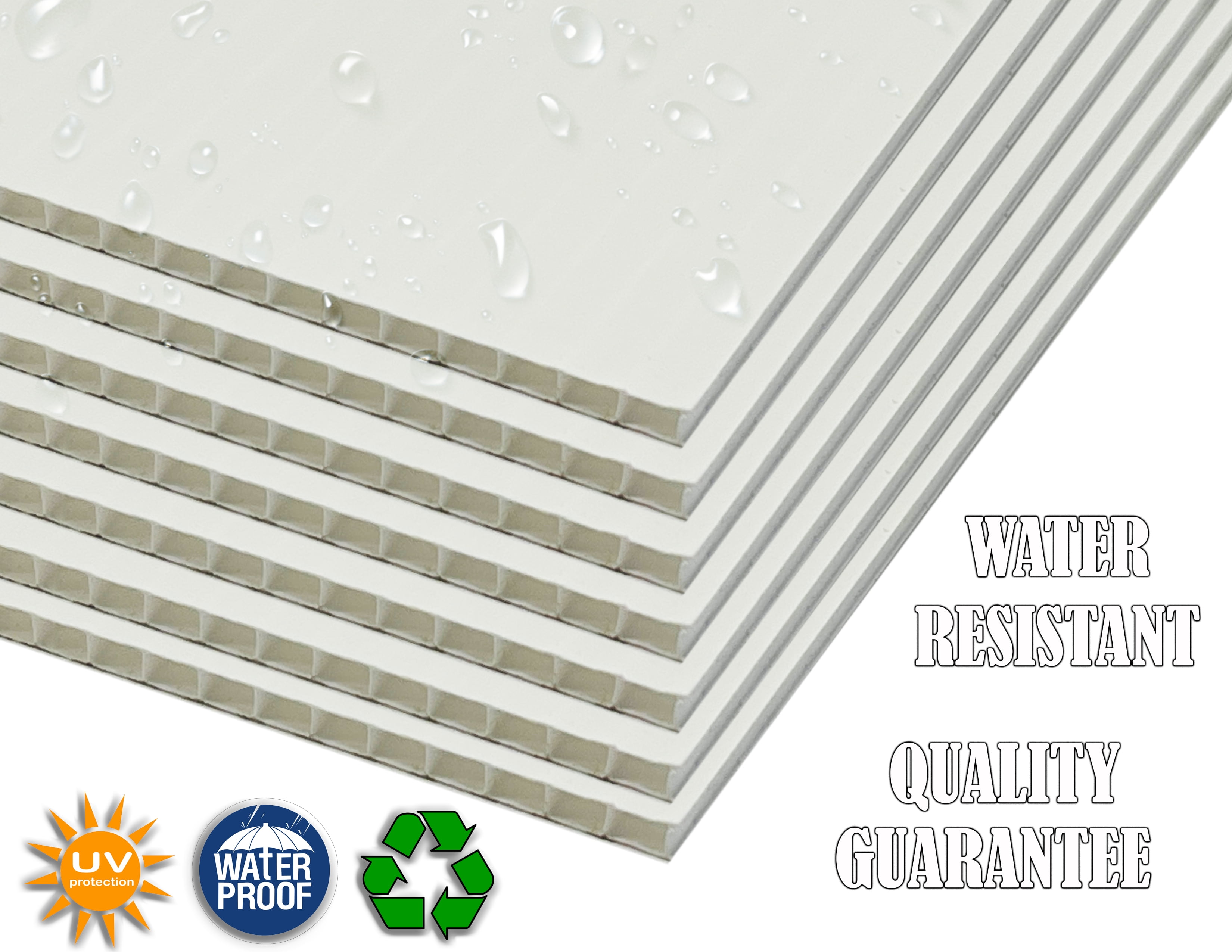 24x24 4mm Corrugated Plastic Sheets 25 Pack White Waterproof Lightweight, Blank Boards Double Sided for Lawn Signs, Garage Sales and Real State. Various Sizes, Colors by WholesaleArtsFrames-com