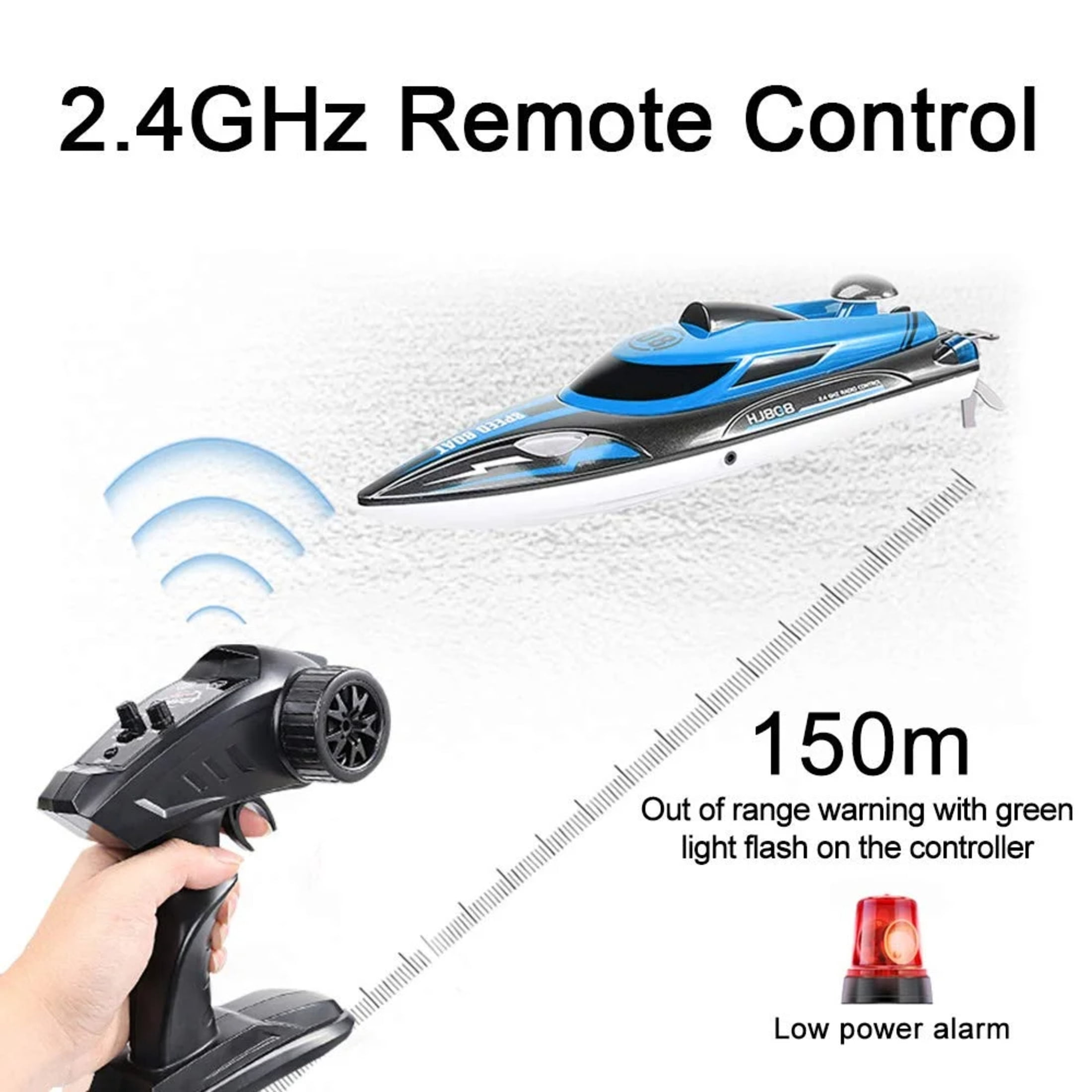 High-Speed RC Boat, Funtogether Toys, HJ808 18MPH with Dual Batteries, 2.4GHz Racing Toy for Pools & Lakes
