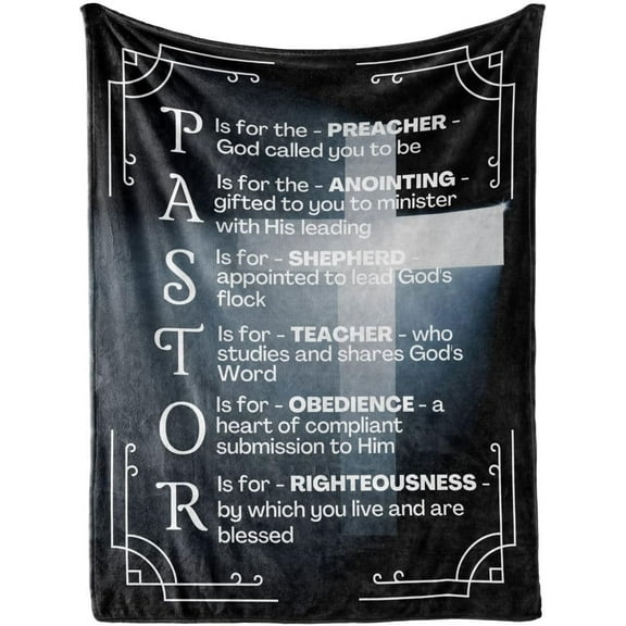 Pastor Appreciation Gifts for Men, Throw Blanket - Thank You Presents for Christmas, Pastor Day, Birthday - Ideas Gift Decoration 50" x 65" - Black