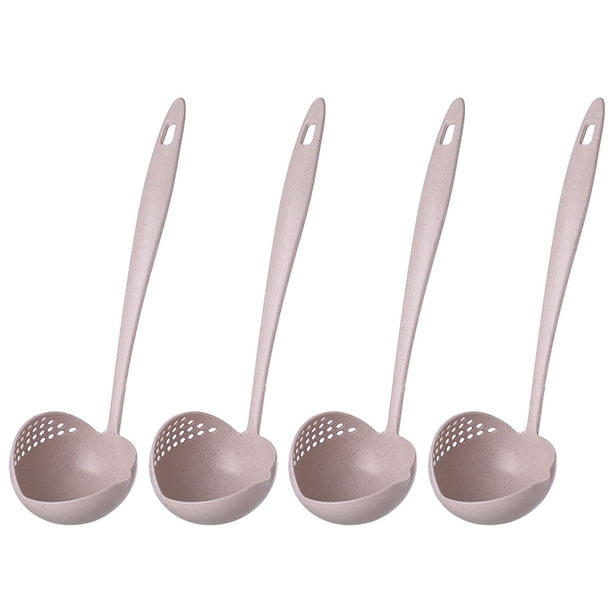 Cuchara para espumar 2 en 1 de 4 piezas, cuchara para sopa de trigo con mango largo y filtro, cuchara para escurrir y servir.