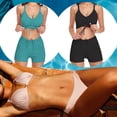 thumbnail image 2 of Decodeary Women Swimsuit Drawstring Strapped Solid Color Wireless Padded Sports Set Summer Vacation Polyester Swimwear Ladies Green XXL, 2 of 6