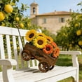 thumbnail image 5 of Iron Handcart Planter Vintage, Weathered Metal Flower Pot for Garden Balcony, Rustic Barrel Cart for Outdoor Patio Decor, Easter Spring Decoration and Farmhouse Yard Ornament, 5 of 8