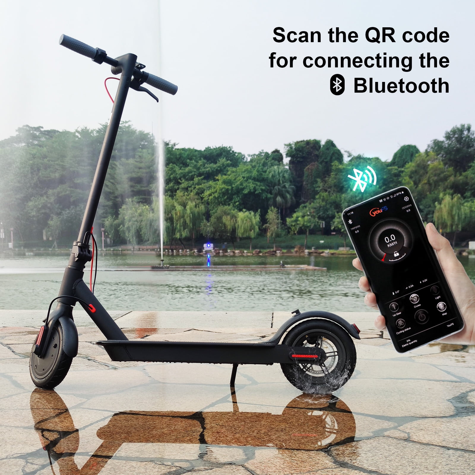 Trottinette Électrique Pliable - Off-Road Smart E Step Ultralight avec App  - 350W - 30 km/h - Roues 8,5 pouces - Noir