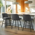 thumbnail image 7 of Modern Bar Stools Set of 3, 26" H Swivel Counter Height Barstools with High Backs, Kitchen Island Stools, For Bar & Home,Faux Leather, Grey, 7 of 7