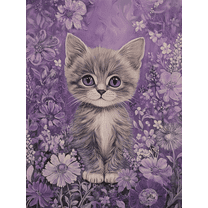 Purple Kitten Canvas Wall Art,Perfect for Living Room,Bedroom,Nursery,Bathroom,and Office Decor