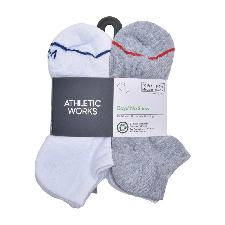 Athletic Works Boys No-Show Stripe Socks 10-Pack photo 2