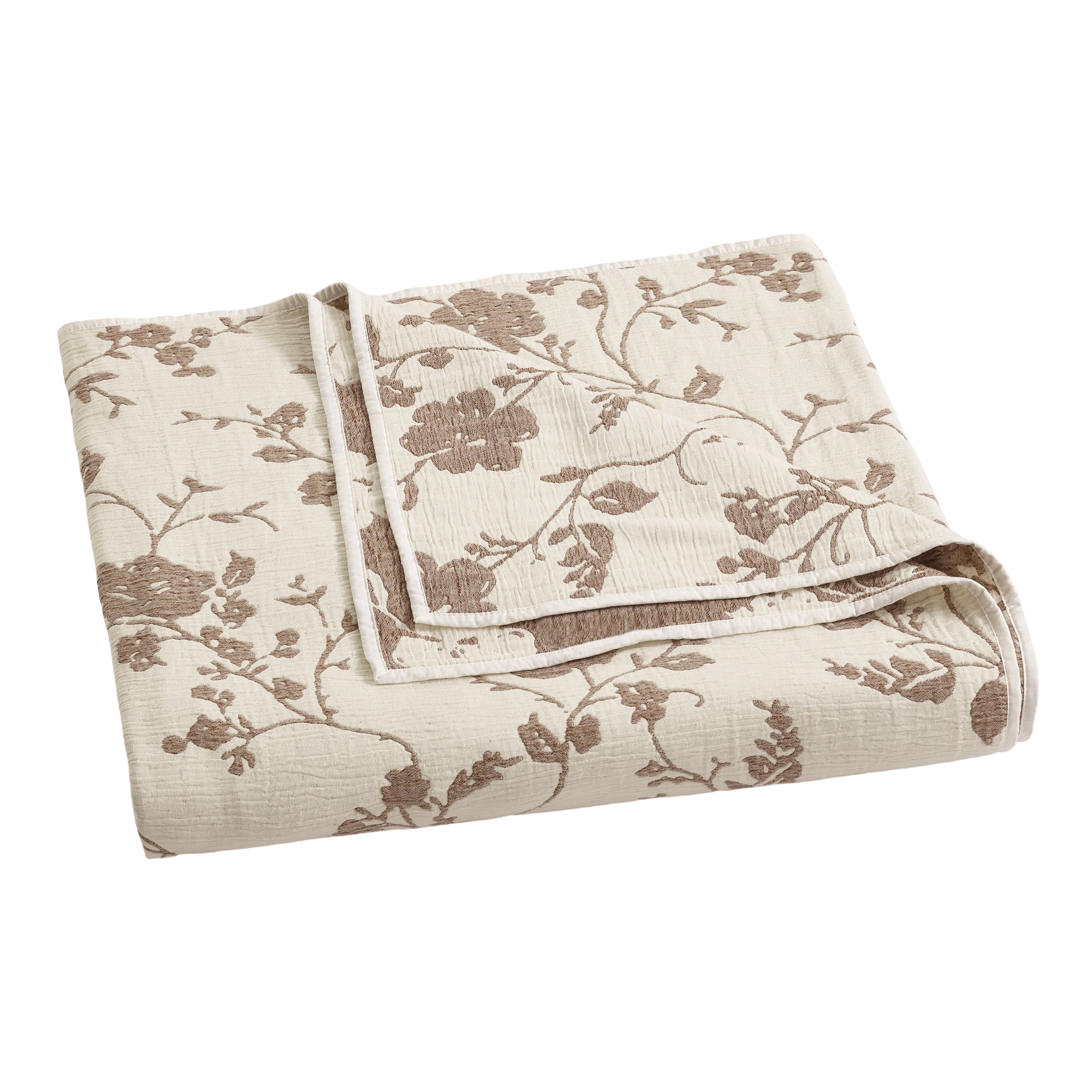 The Pioneer Woman Agatha Floral Gauze Quilt, King, Tibet Brown, Reversible Bedding