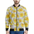 thumbnail image 3 of Chaqueta con cremallera y estampado de frangipani colorido para hombre y mujer, abrigo con estampado floral en 3D, chaquetas con cremallera, sudadera bomber de manga larga, 3 of 5