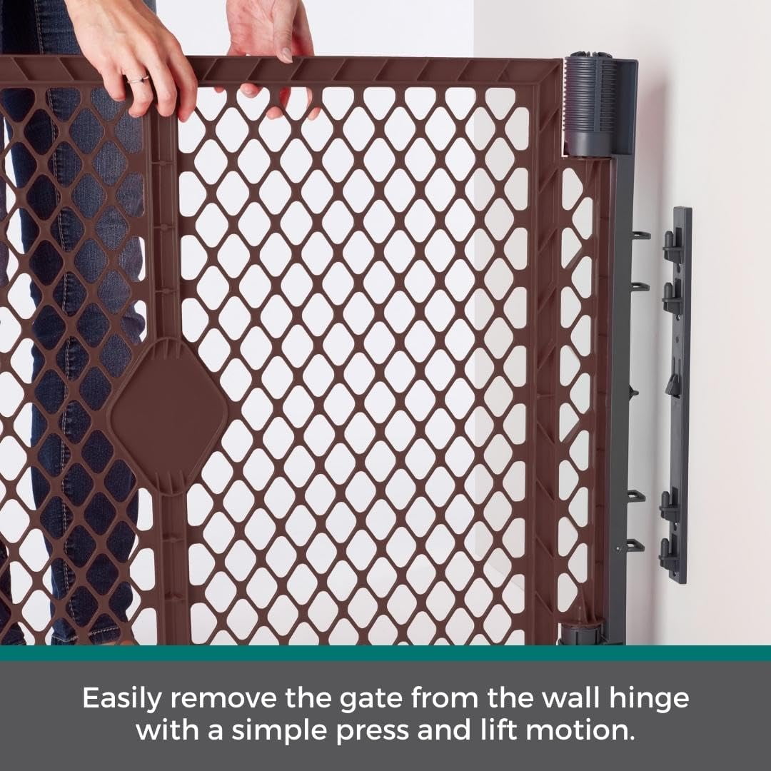 North States MyPet Extra-Wide Plastic Pet Gate with Small Doggy Door, Expands to 103.5" Wide
