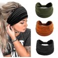 thumbnail image 1 of Diademas para mujer, banda ancha para el cabello, 3 uds., bandas para el cabello para envoltura de cabeza de yoga deportiva de color sólido, 1 of 5
