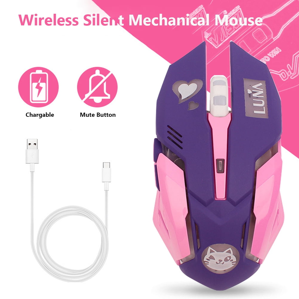 2.4GHz Wireless Mute Rechargeable Mouse LED Backlit 2400DPI Optical Gaming Mice 