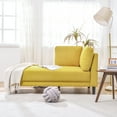 thumbnail image 2 of Euroco Modern Fabric Corner Lounge Chair 65", Upholstered Chaise Lounge for Living Room, Bedroom, Office, Apartment, Yellow, 2 of 11