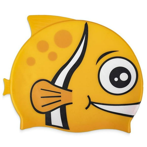 Kids Fishy Swim Cap&#44; Yellow