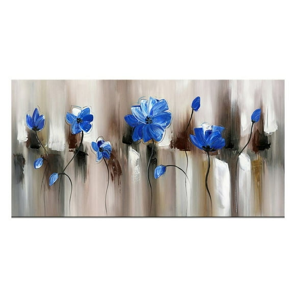 Design Art Blue Modern Flower Canvas Art