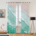 thumbnail image 2 of Kitchen Curtains 84 Inch Length 2 Panels, Turquoise Coastal Wave Grommets Window Treatment Curtain, Summer Modern Ocean Beach Thermal Curtains Drapes for Living Room/Bathroom, 2 of 9