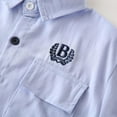 thumbnail image 5 of CYRBOKO Toddler Boys'Button Down Shirts, Comfy Cotton Embroidered Short Sleeve Summer Tops Blue Size 2-3 T, 5 of 9