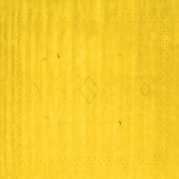 Ahgly Company Machine Washable Indoor Square Solid Yellow Modern Area Rugs, 3' Square