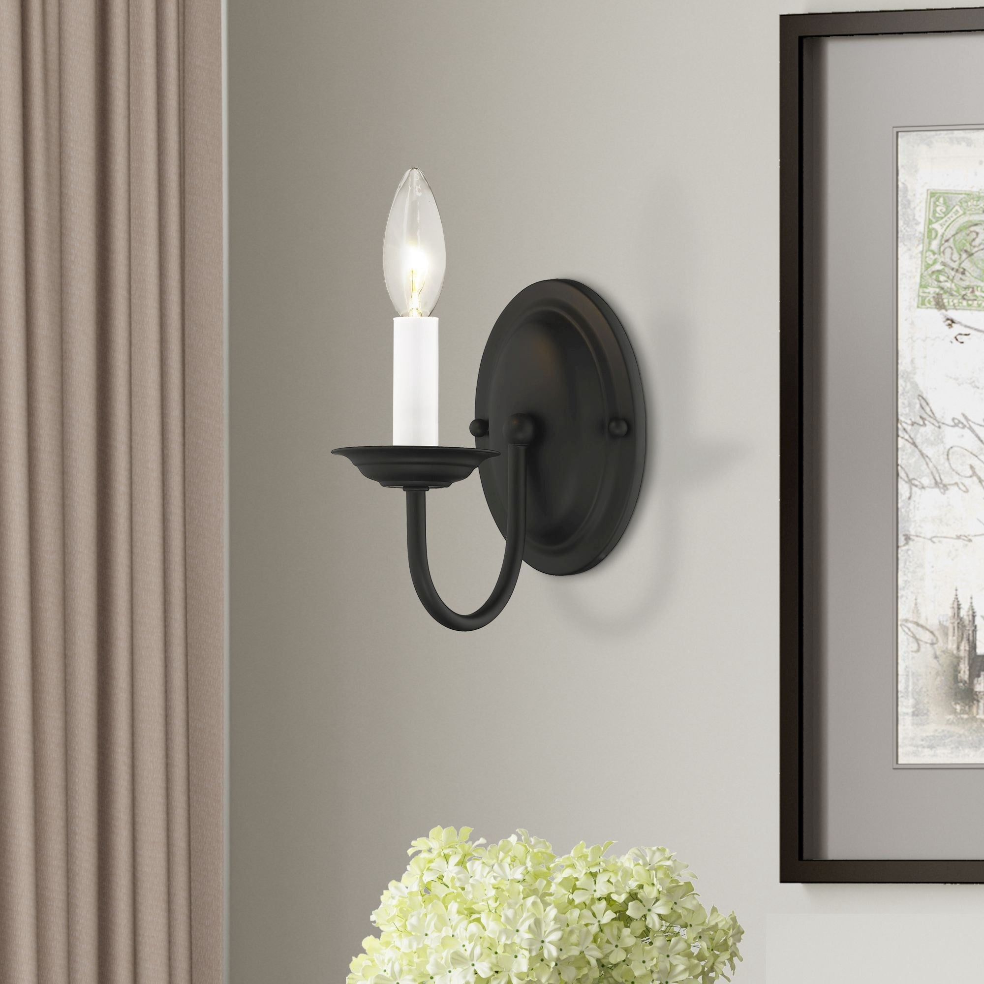 4151-04 Livex Lighting Home Basics - 1 Light Wall Sconce in Farmhouse Style - 4.25 Inches wide by 7 Inches high-Black Finish