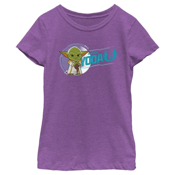 Girl's Star Wars: Young Jedi Adventures Master Yoda Portrait  Graphic Tee Purple Berry X Small