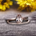 thumbnail image 5 of 1.25 Carat Solitaire Pear Shape Morganite Engagement Ring With Matching Wedding Band On 10k Rose Gold Bridal Ring Set Surprisingly, 5 of 5