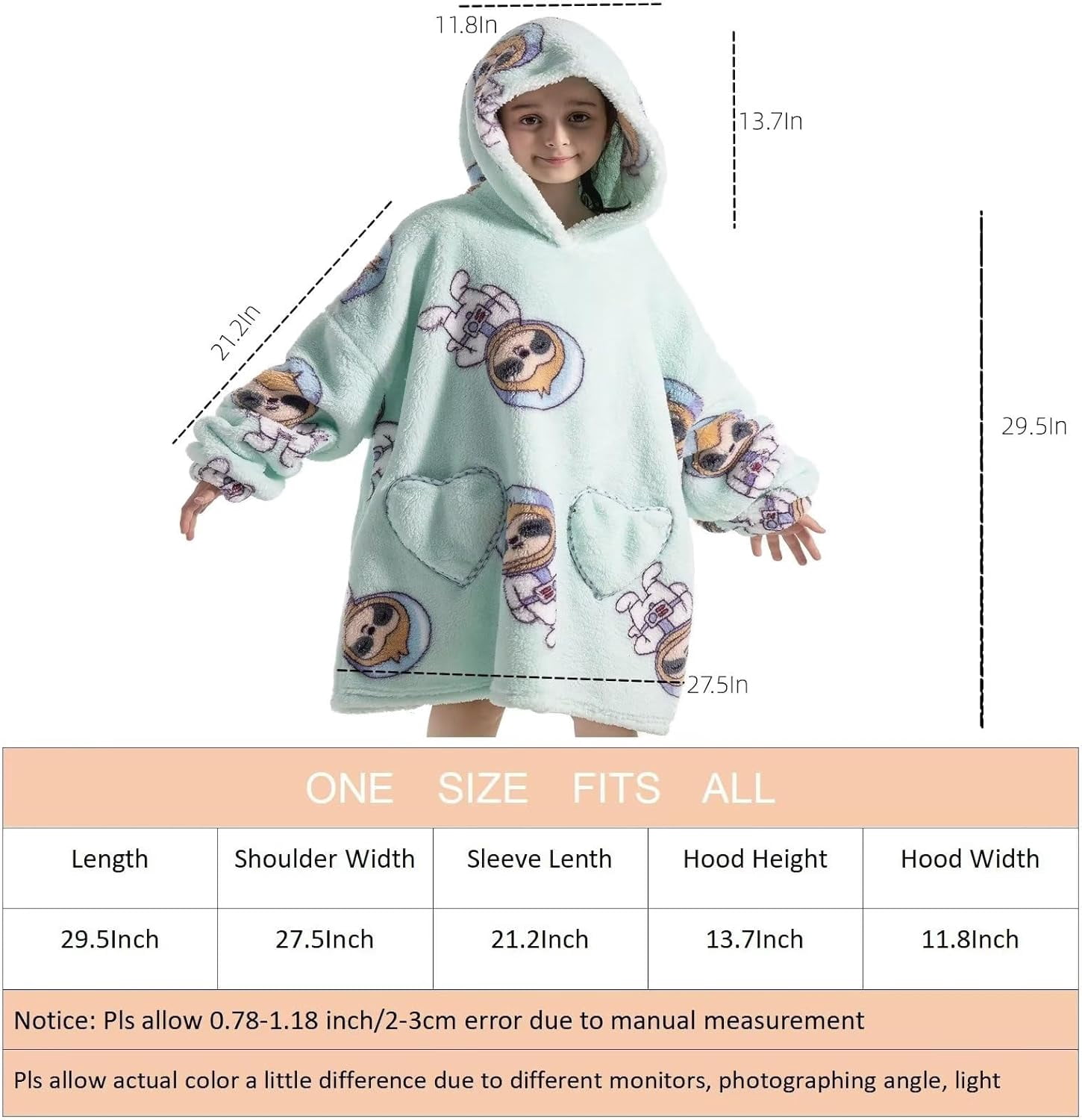 Wehilion 6-12YR Oversized Sweatshirt Hooded Blanket Sherpa Hoodie for Girls Boy Wearable Blanket Hoodie for Kids
