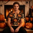 thumbnail image 5 of JULMCOMO Halloween Polo Shirts for Men Pumpkin Skull Spider Web Print Short Sleeve Collared Trendy Loose Fit Golf Shirts Party Graphic Tees Ginger XL, 5 of 9