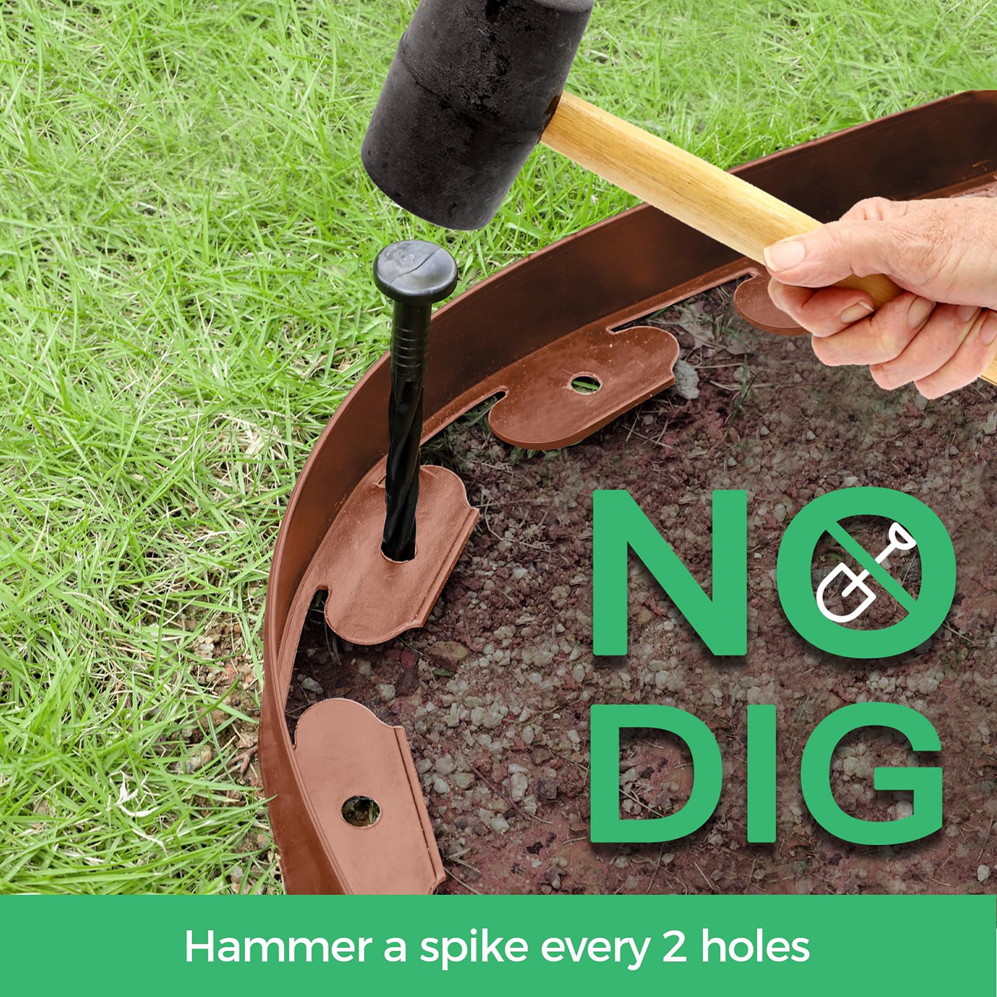 Loaddvni Garden Landscape Edging Kit, 40-Foot Long, 2-Inch Tall with 80 Anchoring Spikes, No Dig Lawn Border Design for Garden Flower Beds Lawn Yard Paver Pathway (Brown)