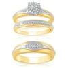 Forever Bride 1/5 Ct.T.W. Diamond Engagement Ring Trio Set, 14k Gold Sterling Silver